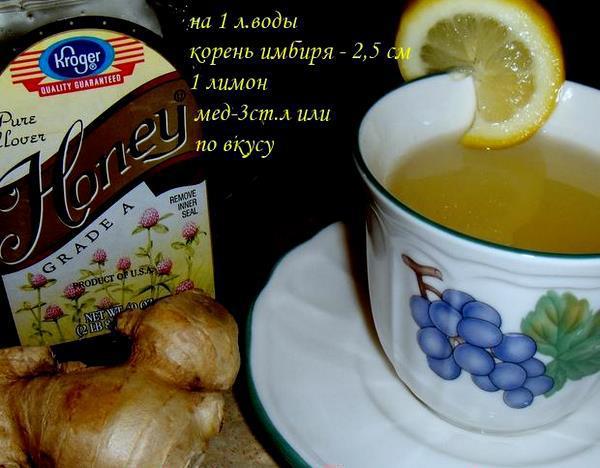 Рецепт чая из имбиря с лимоном и медом Рецепт чая из имбиря с лимоном и медом