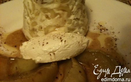 Рецепт Творожно-макаронная запеканка с изюмом, карамелизованным яблоком и маскарпоне (творожно-рисовая с...