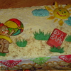 Детский торт с клубникой и малиной