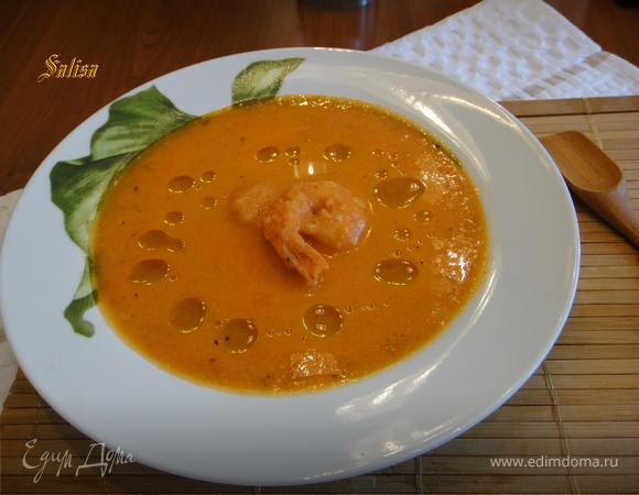 Итальянский томатный крем-суп с креветками