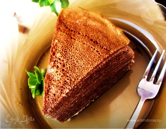 Торт шоколадно-креповый с заварным кремом