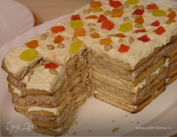 Простой торт из печенья с творожной начинкой без выпечки – пошаговый рецепт приготовления с фото