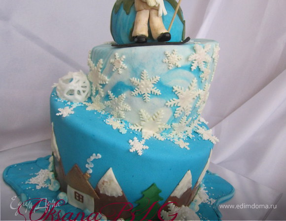 Падающий торт "Сноубордист у планеты Земля"