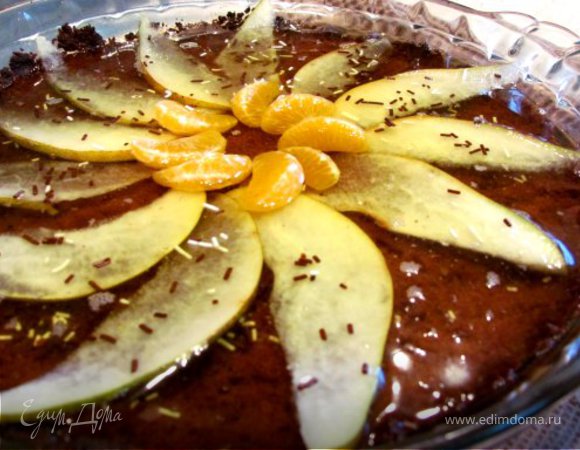 Тортик из овсяного печенья с фруктами и желе