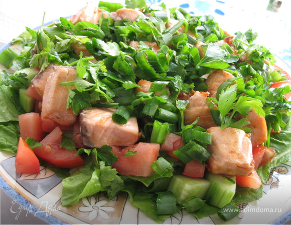 Летний салатик с лососем