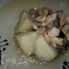 Картофель с тушеным баклажаном, имбирем и мясо птицы
