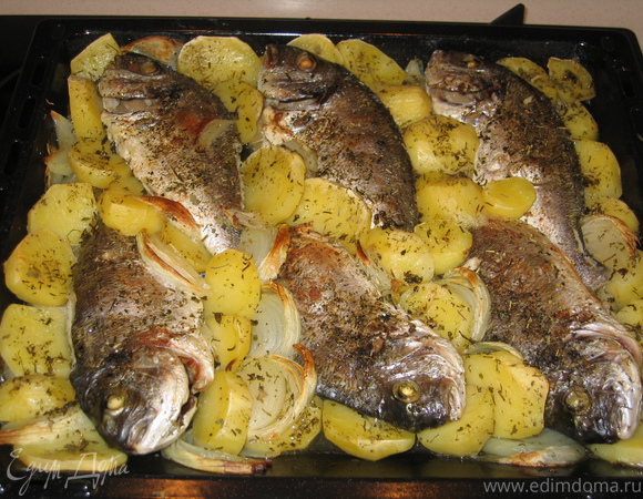 Рыба запеченная в духовке с картофелем