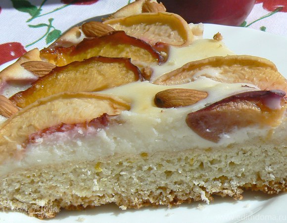Пирог с персиками и маскарпоне