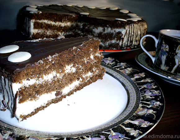 Шоколадно-кофейный торт со сливочным кремом панна котта