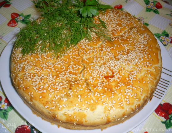 Сырно-луковый пирог с брокколи и цветной капустой