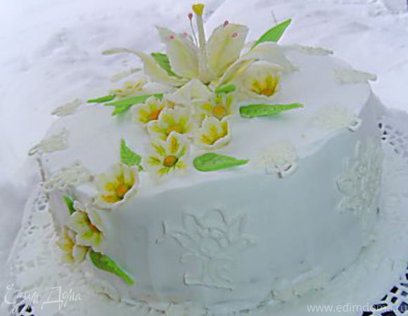 Торт "Цветы на снегу"