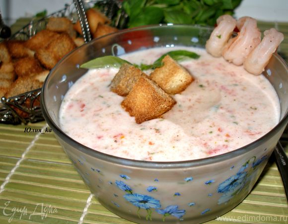 Йогуртовый суп с базиликом и помидорами черри