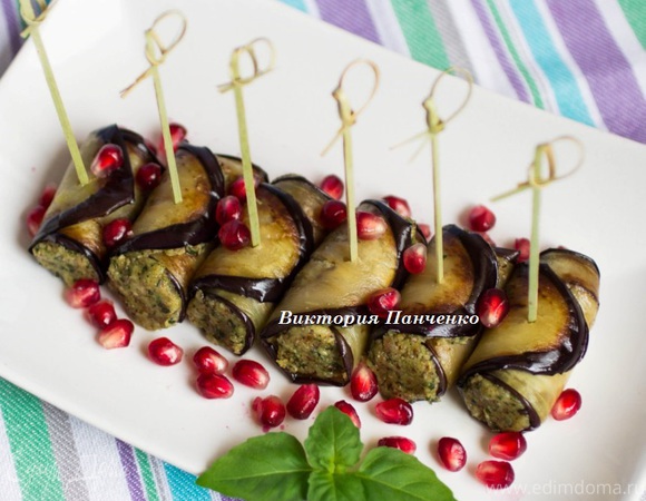 Рулетики из баклажанов с орехами — вкусный пошаговый рецепт с фото на Paprikanta