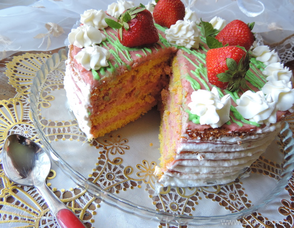 Торт с заварным клубничным кремом (для Елены Ковач)