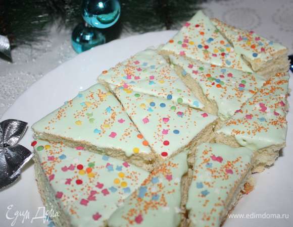 торт мозаика с желе и сметаной и бисквитом рецепт | Дзен
