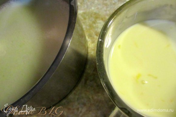 Приготовить крем. 400 мл молока, сахар довести до кипения. Яйца немного взбить аккуратно ввести крахмал, добавить 100 мл молока. Молоко снять с огня, ввести яичную массу, перемешать. Поставиться на низкий огонь.