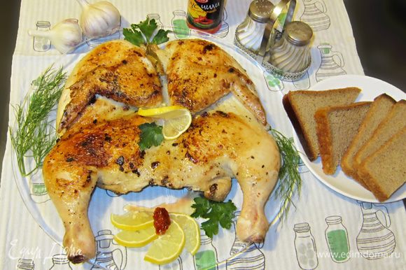 Цыпленок табака в духовке – пошаговый рецепт приготовления с фото