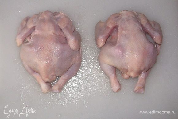 Цыплят хорошо промыть, обсушить.