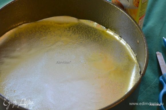 Разогреть духовку до 180 гр. Смазать съемную форму 23 см сливочным маслом,выстелить на дно бумагу для выпечку.