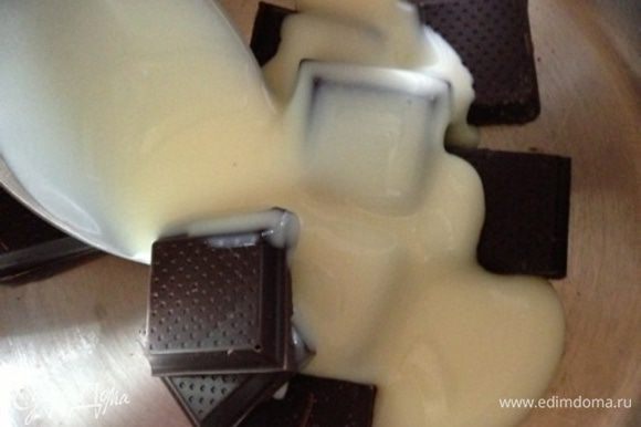 Для глазури растопим на водяной бане шоколад со сгущеным молоком.