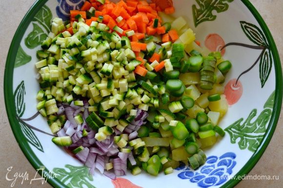 Все овощи перекладываем в миску.