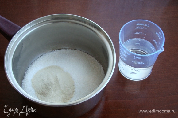Так же подготовить ингредиенты для сиропа: сахар, агар-агар и воду. Агар-агар должен быть не менее 900 блюм.