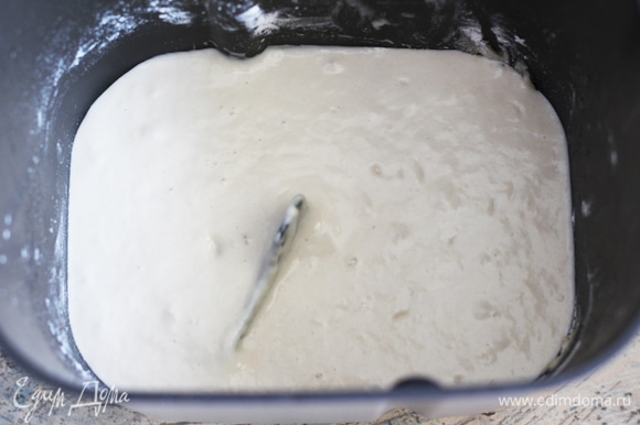 После окончания режима оставить тесто в деже еще на 20 минут, предварительно лопатку вынуть.