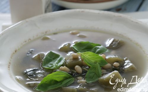 Рецепт Суп из баклажанов, базилика и белой фасоли