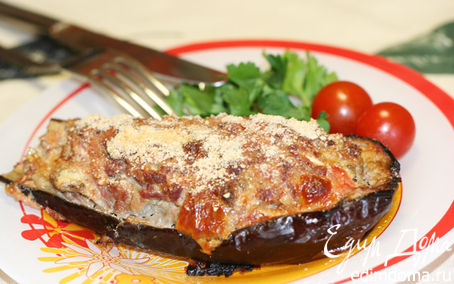 Рецепт Баклажаны с мясом, помидорами и сыром сулугуни