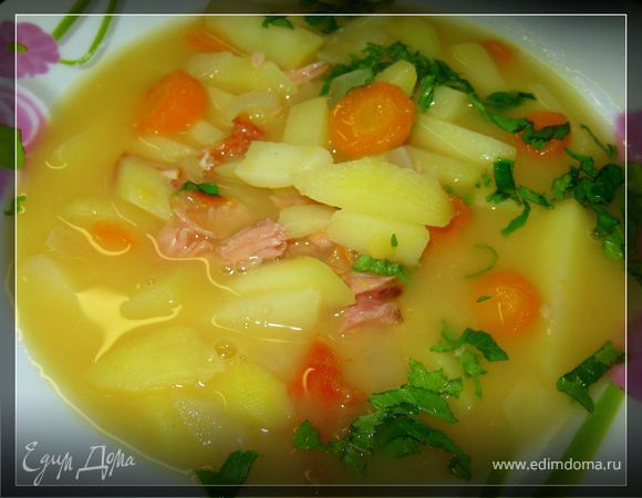 Гороховый крем-суп с копченостями