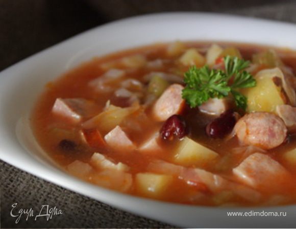Суп с колбасой и вермишелью - пошаговый фоторецепт