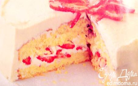 Рецепт Кокосовый торт безе со взбитыми сливками и клубник