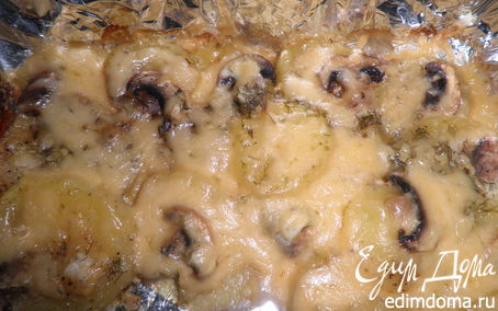 Рецепт Картофель с грибами запеченый под сыром