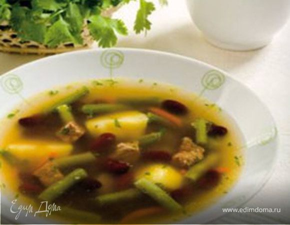 Суп с зеленой и красной фасолью