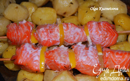 Рецепт Шашлык из форели с печеным картофелем