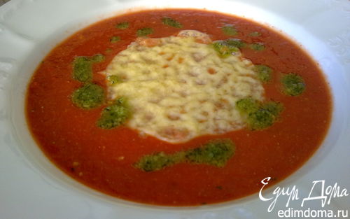 Рецепт Суп из печеных томатов с соусом песто