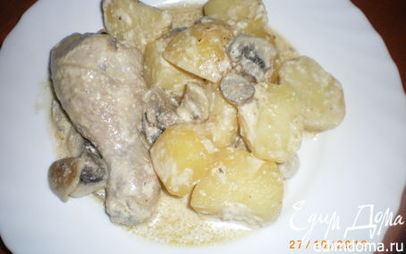 Рецепт Запеченная курочка с грибами и картофелем