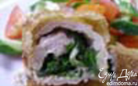 Рецепт Рулетики из свинины с зелёным луком и сыром