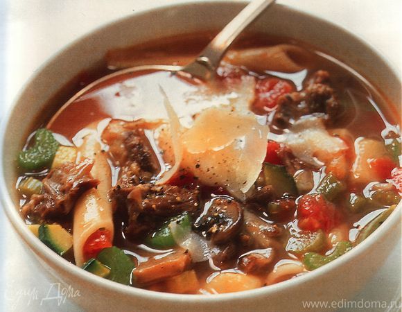 Страусовый суп с овощами по-милански