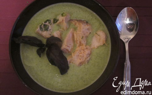 Рецепт Суп-пюре из броколи, семги и руколы