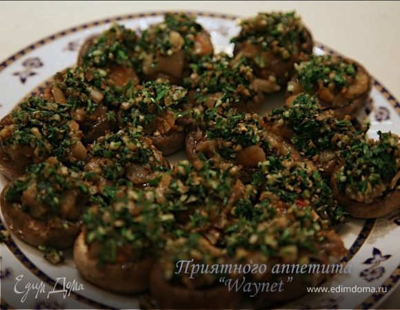 Теплая закуска из баклажанов с грибами