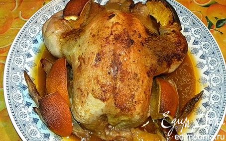 Рецепт Курица, запеченная в духовке, с яблоками и апельсинами