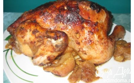 Рецепт Курица, запечённая с яблоками в фольге