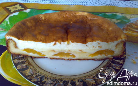 Рецепт Творожной пирог с консервированными персиками