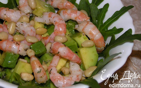 Рецепт Салат с руколой, креветками и авокадо