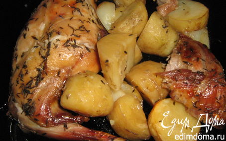 Рецепт Ножка кролика запечённая с тимьяном и молодым картофелем или ужин для мужа