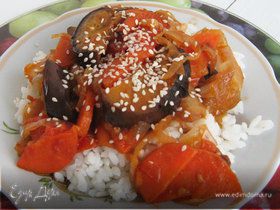 Овощи с рисом в японском стиле