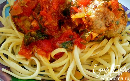 Рецепт Почти Италия(тефтели с сыром и шпинатом,в томатном соусе)