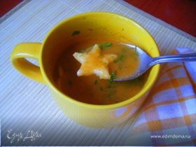 Летний овощной суп-пюре с чесночно-сырными клецками