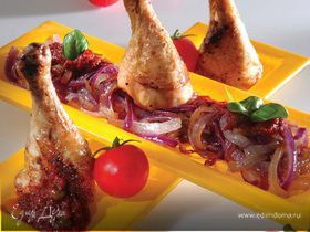 Курица на гриле с луком и соусом «Санторини»